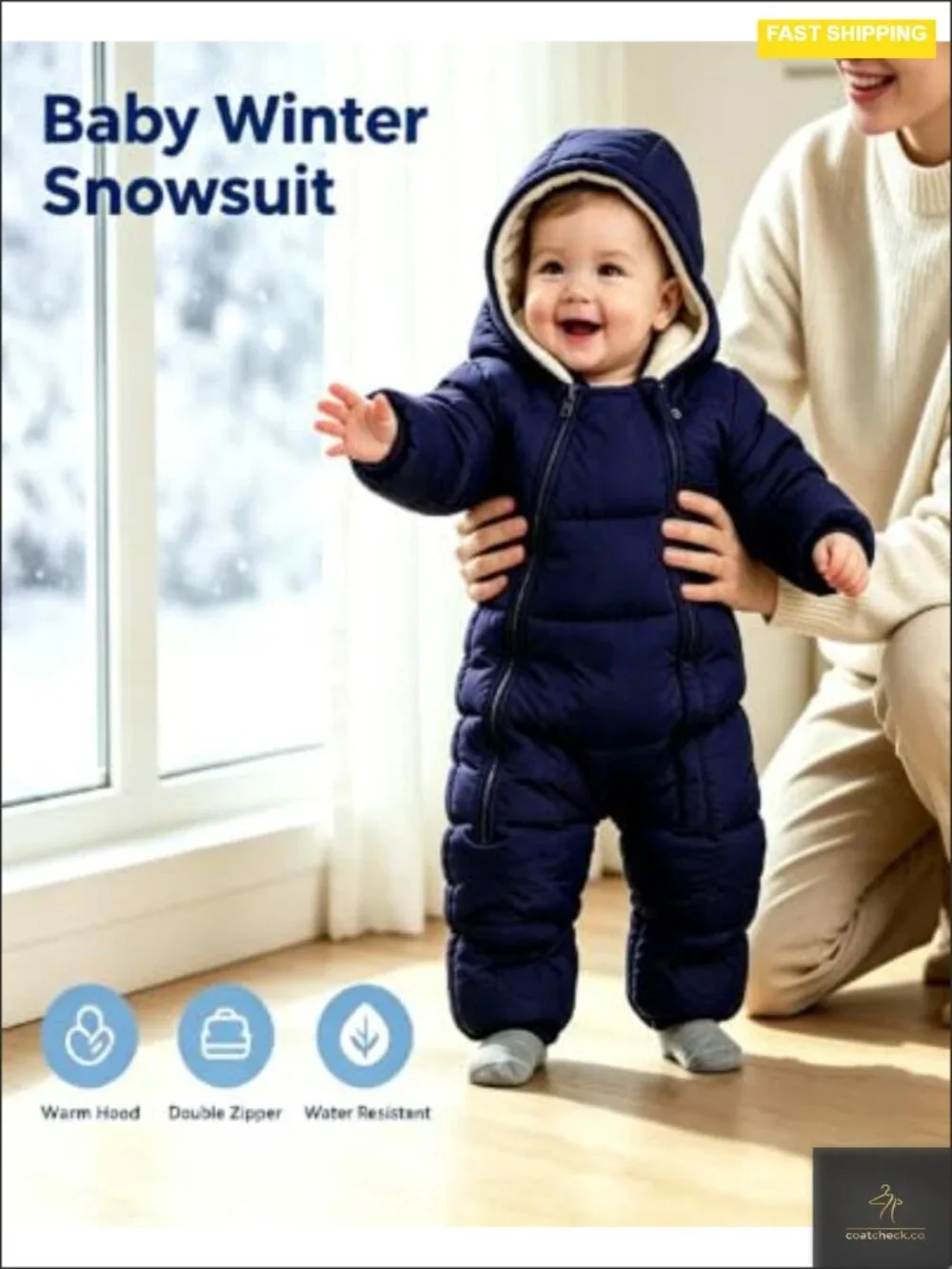 Kids Winter Snowsuit Infant Jumpsuit 0-24M Toddler Footed Jacket Warm Hooded